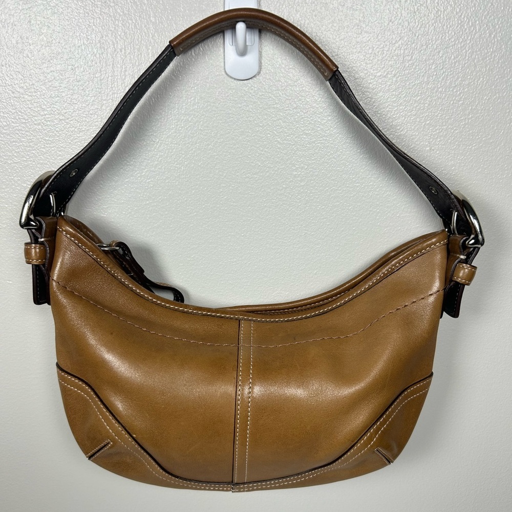 Vintage Coach Y2K Soho Hobo Carmel Brown Leather Mini bag #9541 - Picture 1 of 17
